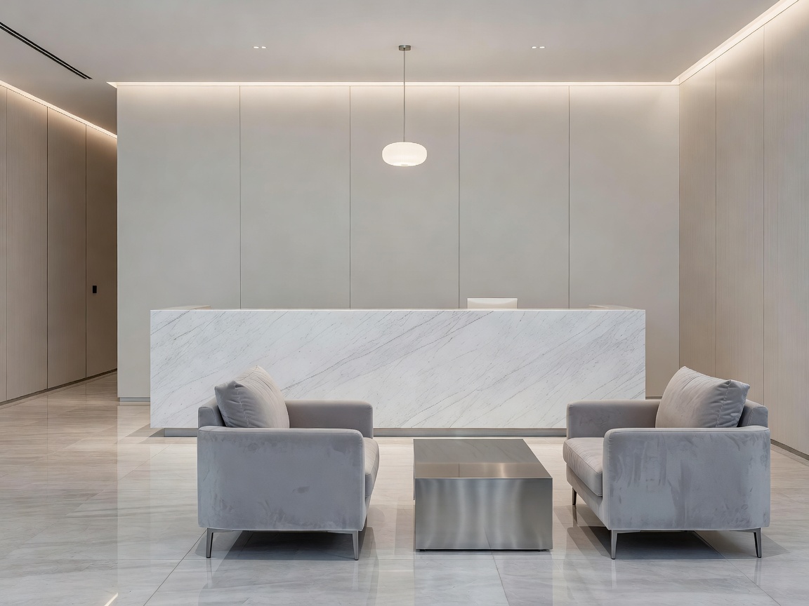 Clean and pristine hotel reception area
