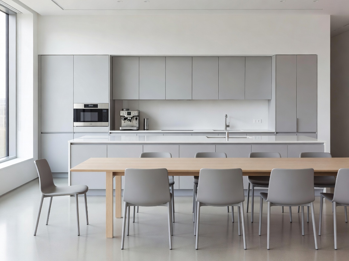 Spotless corporate office kitchen and break area
